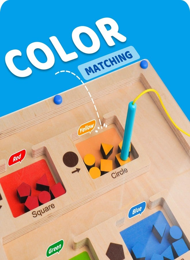 LiKee Strong Magnetic Maze, Montessori Toys for 1 2 3 Years Old Boy Girl, Wodden Puzzle Develop Fine Motor Skills, Kids On Road Trip Travel Airplane Activity, 1-5 Preschool Learning Shape & Color - Image 3