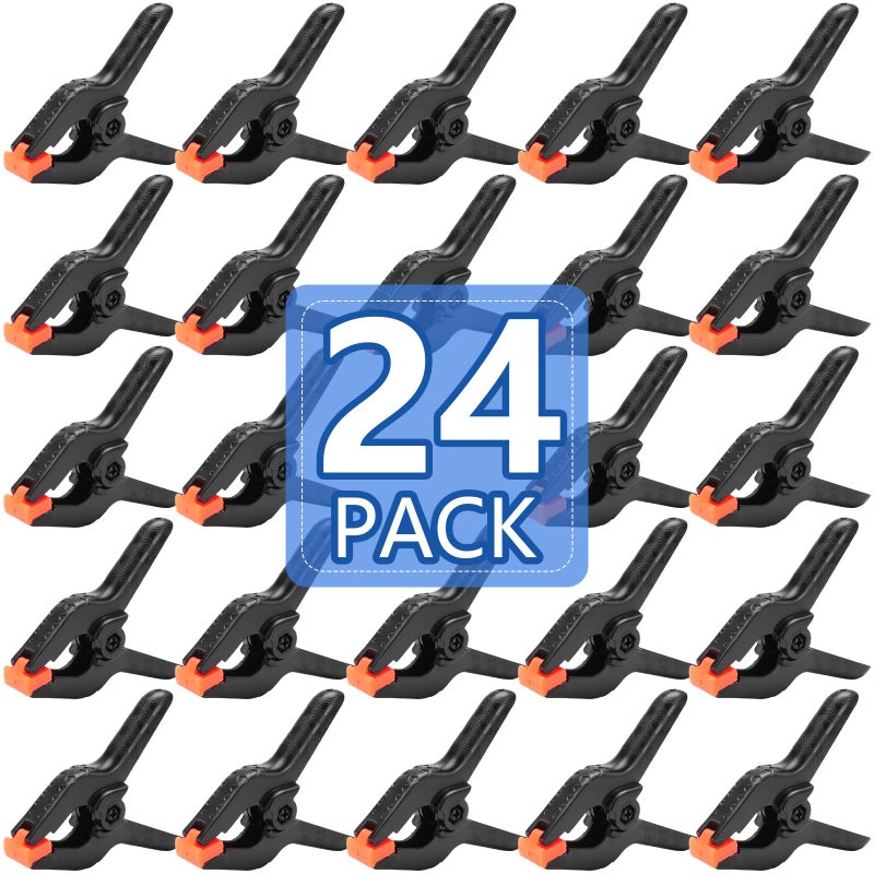 24 Pack 35 inch Plastic Spring Clamps Black Heavy Duty Clips Backdrop Clips Plastic Clamps for Crafts Backdrop Stand Woodworking Photography