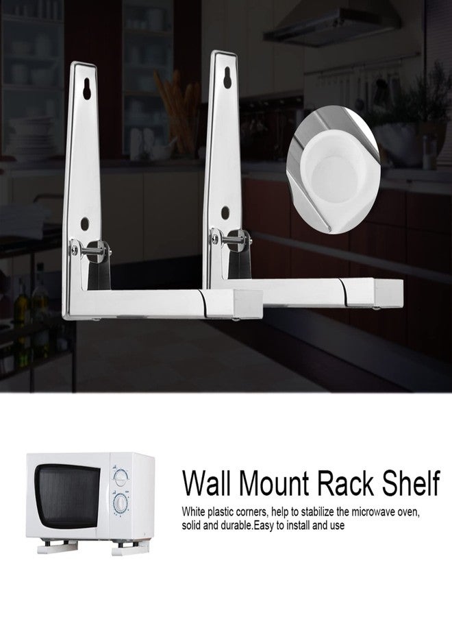 Cocoarm Microwave Shelf Wall Mount, Stainless Steel Under Cabinet Microwave Mount Foldable Stretch Wall Mount Oven Bracket Stability Microwave Holder - Image 2