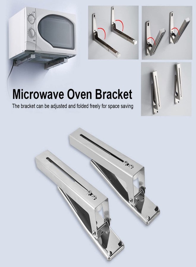 Cocoarm Microwave Shelf Wall Mount, Stainless Steel Under Cabinet Microwave Mount Foldable Stretch Wall Mount Oven Bracket Stability Microwave Holder - Image 3