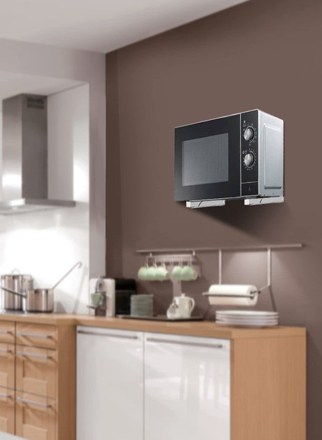 Cocoarm Microwave Shelf Wall Mount, Stainless Steel Under Cabinet Microwave Mount Foldable Stretch Wall Mount Oven Bracket Stability Microwave Holder - Image 4