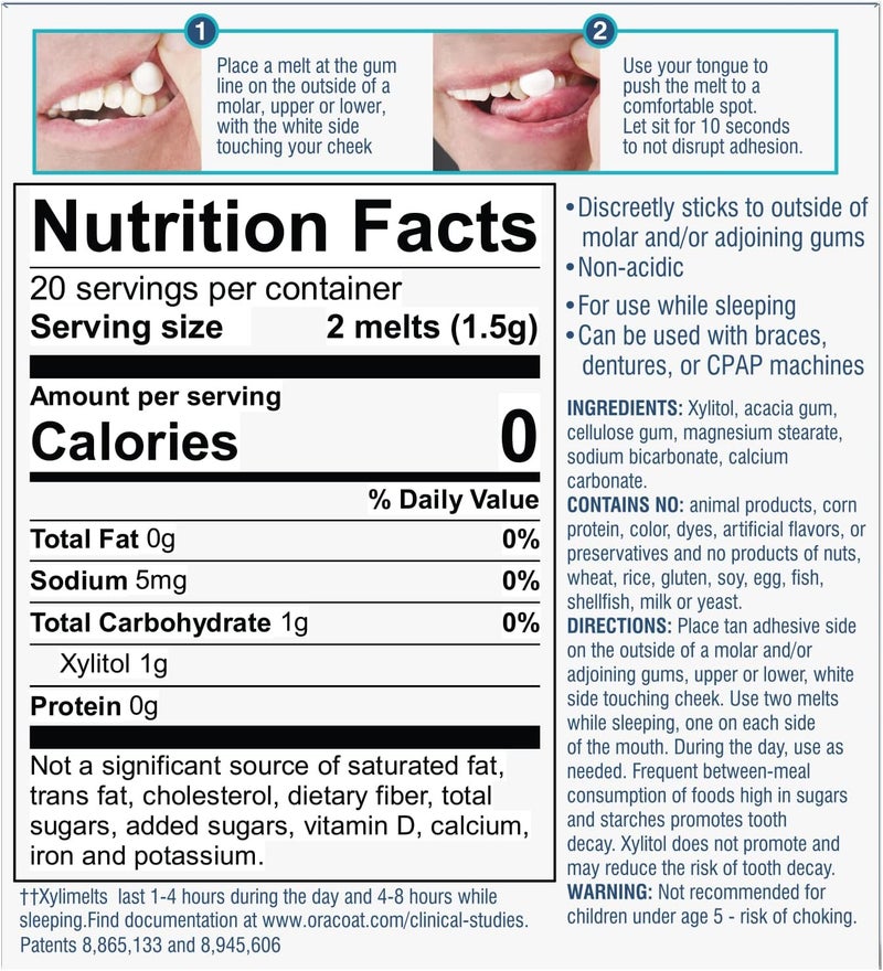 OraCoat XyliMelts Mint-Free Dry Mouth Relief, 40 Melts for Moisturizing - Image 2