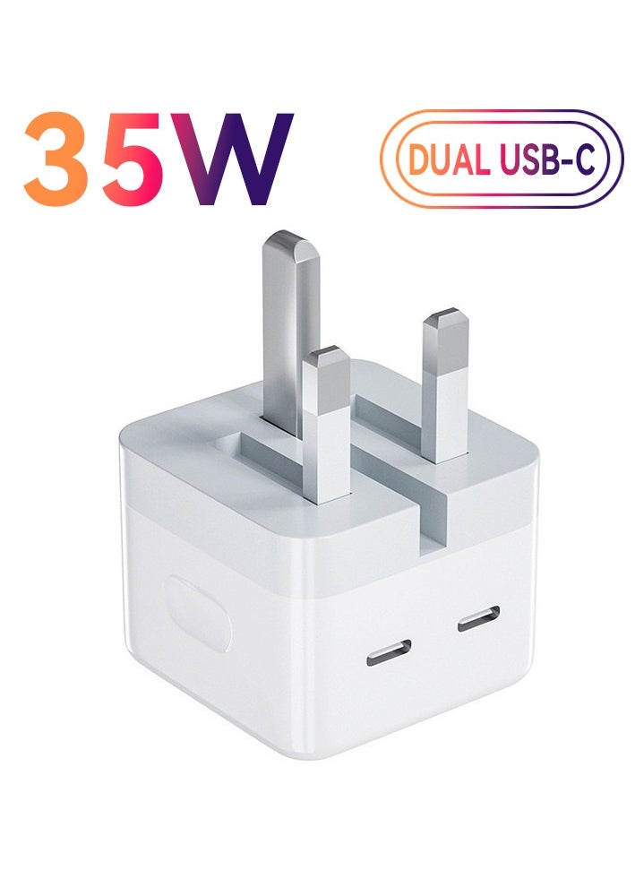 RUKYU iphone 35W Super Fast Charger Adapter  ,Compatiable for PD 35W Dual Type-C Ports Charger Plug for iPhone/iPad Series(35W)  - Image 1