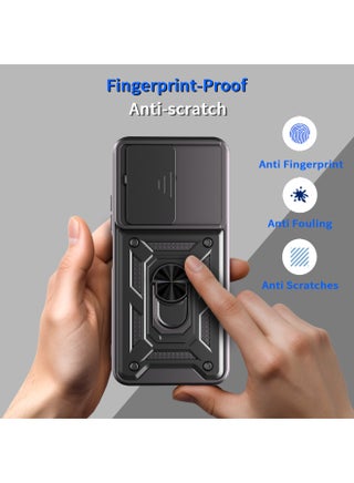 for Xiaomi Redmi 15C (4G/5G) / Xiaomi Poco C85 4G Case Cover, Slide Camera Lens Cover, Magnetic Ring Holder Kickstand Protective Phone Case for Xiaomi Redmi 15C (4G/5G) / Xiaomi Poco C85 4G, Black - view 4