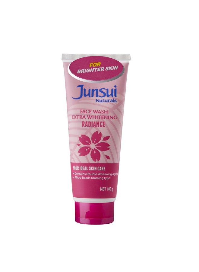 Junsui Naturals Face Wash - Extra Radiance | Daily Use Skin Brightening Face Wash For Girls & Women | Removes Dullness | Powered With Sakura & Yam Bean Extracts | Micro Scrub Foaming Type | 100gm - Image 1