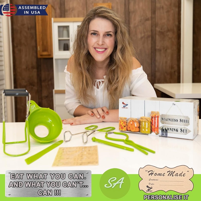 Supa Ant Canning Supplies - USA Assembled & Certified Food Grade Stainless Steel Starter Set Canning Kit for Beginners - Wide Kitchen Funnel, Jar Lifter and Wrench, Bubble Popper/Measurer, Lid Lifter - Image 3