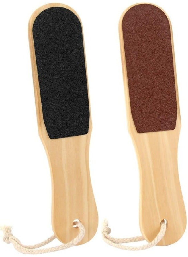 2-Pack Professional Wooden Foot File Double-Sided for Pedicure – Removes Hard Dead Skin, Calluses, and Foot Corns – Perfect for Men and Women to Smooth and Care for Feet at Home or in Beauty Salons, Durable and Comfortable Design for Long-Lasting Use - Image 1