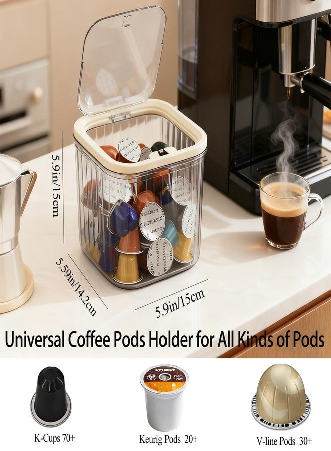 منظم كبسولات القهوة الشفاف من فالومنوك مع غطاء - مناسب لكبسولات K-Cup و Keurig و Nespresso، منظم محطة قهوة سطح الطاولة (رمادي) - Image 3