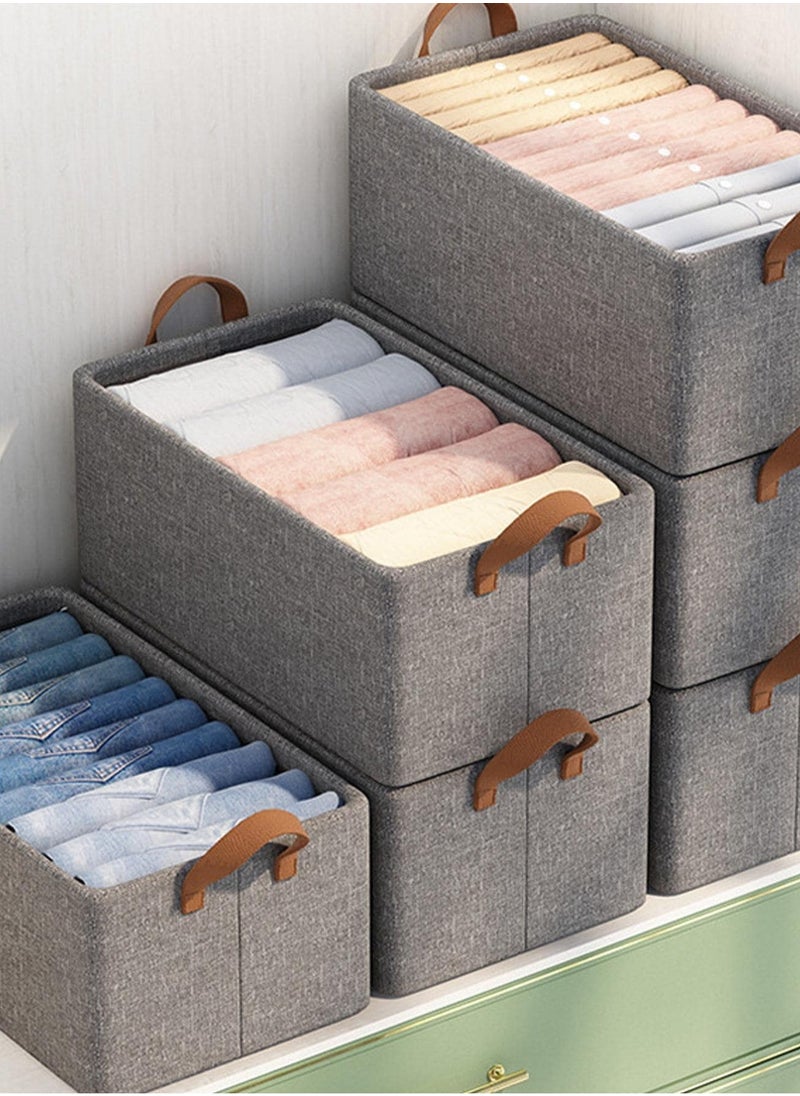Generic "Set of 3 Foldable Storage Boxes with Handle for Clothes and Pants – Shelf Style, Home Décor, Organizer for Clothes, Towels, and Bedding" (color may vary)  - Image 1