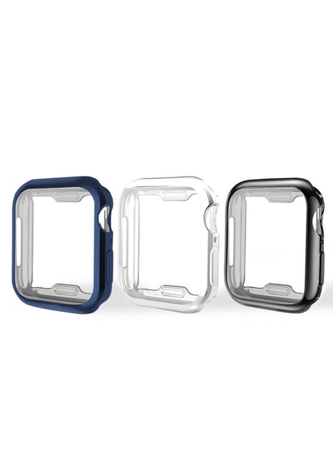 3 Pack PC Case for Apple Watch Case 45mm Series 9&8 & 7 with Tempered Glass Screen Protector, Full Hard Ultra-Thin Scratch Resistant Bumper Protective Cover 45MM