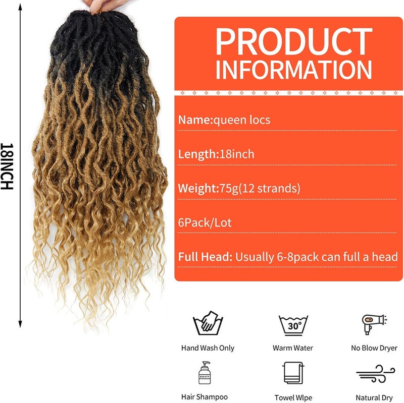 SuyiIRL Faux Locs Crochet Hair For Women Soft Locs 18 Inch Goddess Crochet Hair Curly Ends Dreadlocks Boho Style Synthetic Braiding Hair Extensions - Image 2