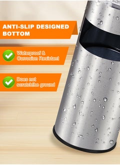 HomarKet Outdoor Trash Can with Lid Round, Stainless Steel Garbage Can Waste Bin with Removable Inner Barrel Dome for Indoor,Home,Office,Restaurant,Patio,Garden,Kitchen(Sliver)  - Image 5