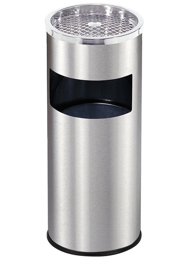 HomarKet Outdoor Trash Can with Lid Round, Stainless Steel Garbage Can Waste Bin with Removable Inner Barrel Dome for Indoor,Home,Office,Restaurant,Patio,Garden,Kitchen(Sliver)  - Image 1