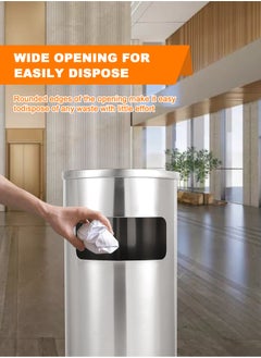 HomarKet Outdoor Trash Can with Lid Round, Stainless Steel Garbage Can Waste Bin with Removable Inner Barrel Dome for Indoor,Home,Office,Restaurant,Patio,Garden,Kitchen(Sliver)  - Image 4