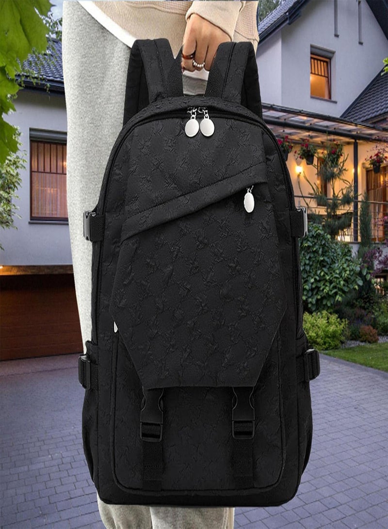 GGOOT Fashion Checkerboard Backpack | Lightweight Student Shoulder Bag | Waterproof Backpack with Adjustable Shoulder Straps for Comfort and Breathability - Image 3