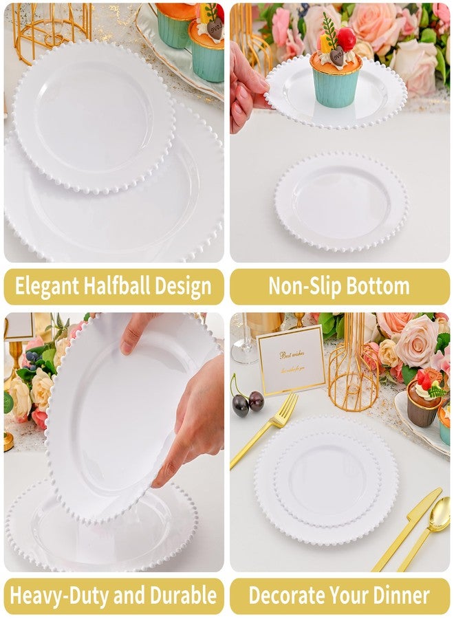 ISFANGCO 80pcs White Plastic Plates, Heavy Duty White Party Plates, 40 Dinner and 40 Dessert Plate for Baby Shower, Wedding, Deaded Disposable Plate - Image 5