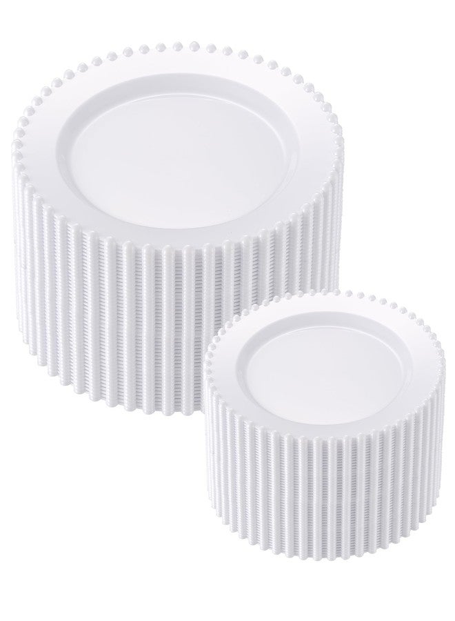ISFANGCO 80pcs White Plastic Plates, Heavy Duty White Party Plates, 40 Dinner and 40 Dessert Plate for Baby Shower, Wedding, Deaded Disposable Plate - Image 1