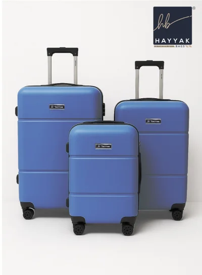 HAYYAK HYK-02 Set of 3 Luggage| ABS Hardside Trolley| Cabin-20 Inch, Medium-24 Inch, Large-28 Inch| Violet Blue