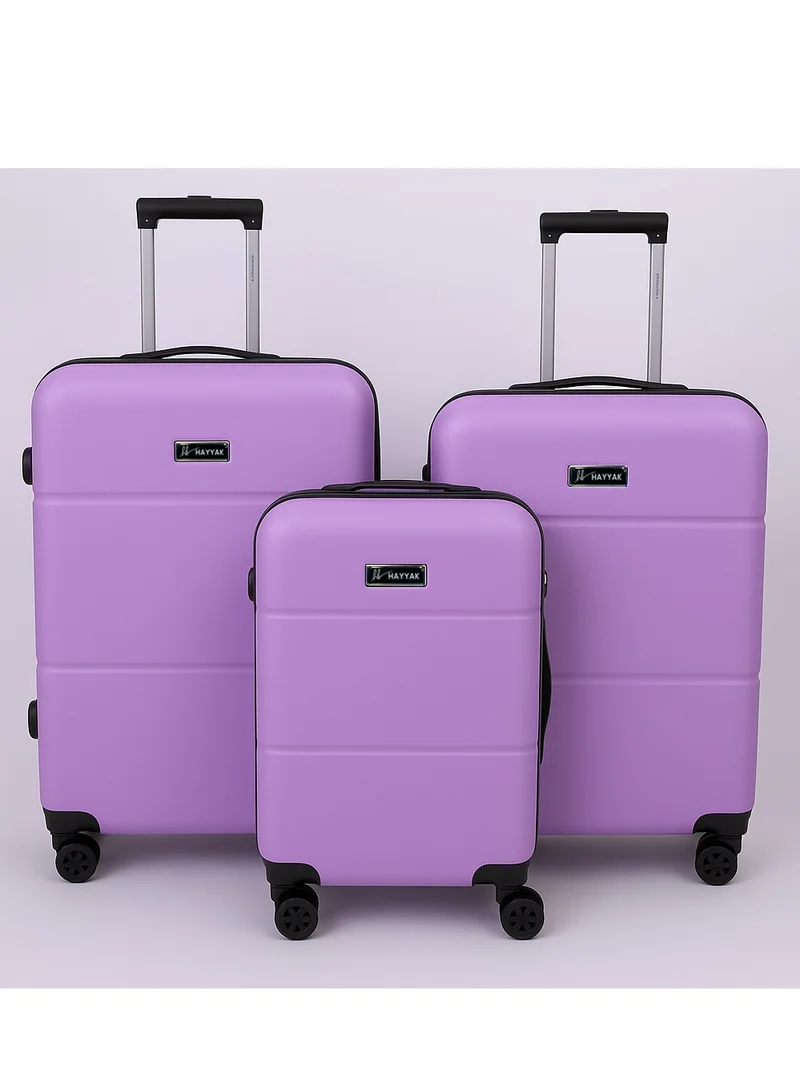 HAYYAK HYK-02 Set of 3 Luggage| ABS Hardside Trolley| Cabin-20 Inch, Medium-24 Inch, Large-28 Inch| Purple