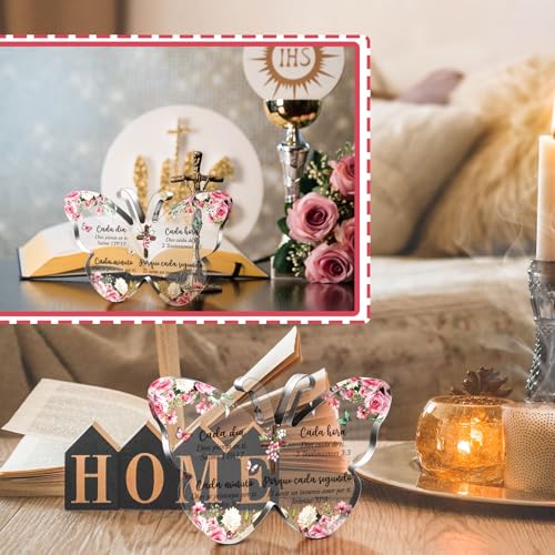 Shellwei Mothers Day Spanish Christian Acrylic Gift for Women Religious Mother's Day Church Gift with Bible Verse Regalos Cristianos Para Mujer Bible Prayer Present for Women Birthday Inspirational(Stylish) - Image 5