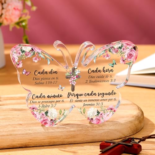 Shellwei Mothers Day Spanish Christian Acrylic Gift for Women Religious Mother's Day Church Gift with Bible Verse Regalos Cristianos Para Mujer Bible Prayer Present for Women Birthday Inspirational(Stylish) - Image 2