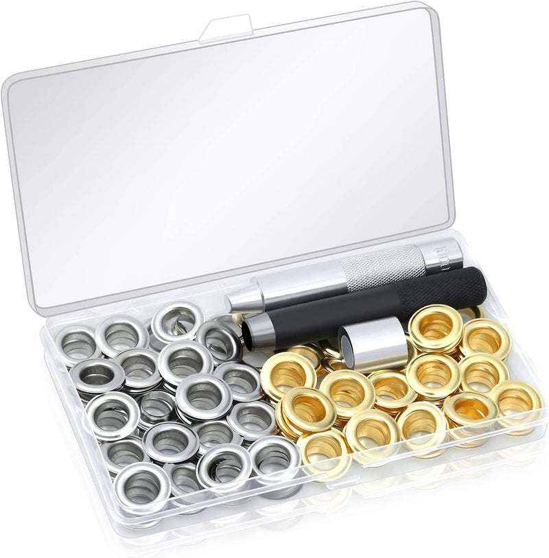 cridoz 120 Sets Grommet Tool Kit 1/2 Inch, Grommet Eyelets Kit with Setting Tools and Storage Box for Fabric, Tarps, Curtains - Image 1