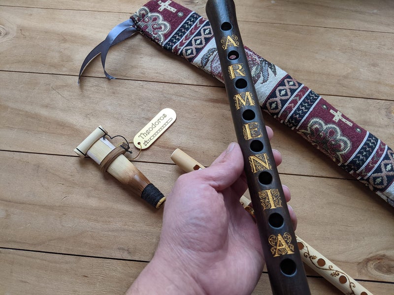 Theodoros ARMENIAN Engraved DUDUK from Apricot Wood, Professional Reed, National Case, Playing Instruction and Bamboo Flute - Image 3