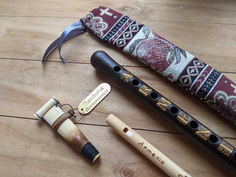 Theodoros ARMENIAN Engraved DUDUK from Apricot Wood, Professional Reed, National Case, Playing Instruction and Bamboo Flute - Image 2