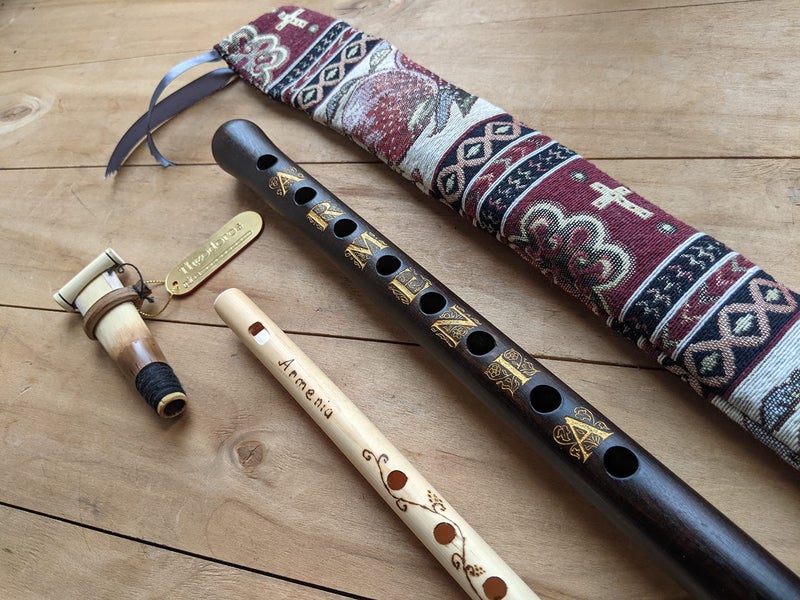 Theodoros ARMENIAN Engraved DUDUK from Apricot Wood, Professional Reed, National Case, Playing Instruction and Bamboo Flute - Image 4