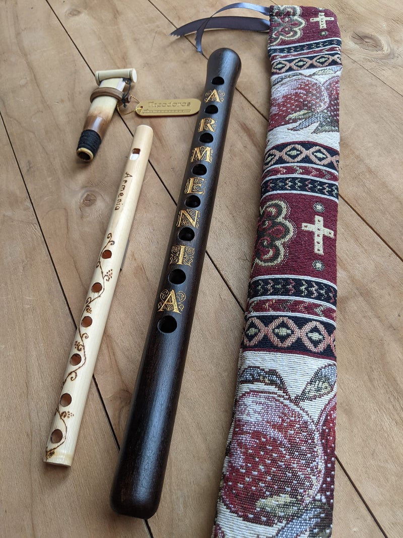 Theodoros ARMENIAN Engraved DUDUK from Apricot Wood, Professional Reed, National Case, Playing Instruction and Bamboo Flute - Image 5