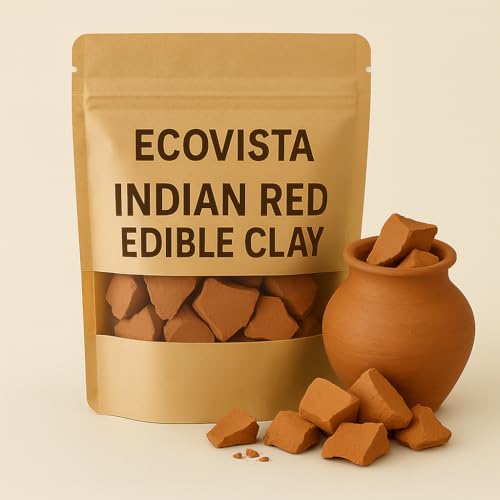 Ecovista Indian Red Edible Clay Baked Pot Broken Pieces Natural Terracotta Clay for Eating Detox Minerals Traditional Use 4oz - Image 1