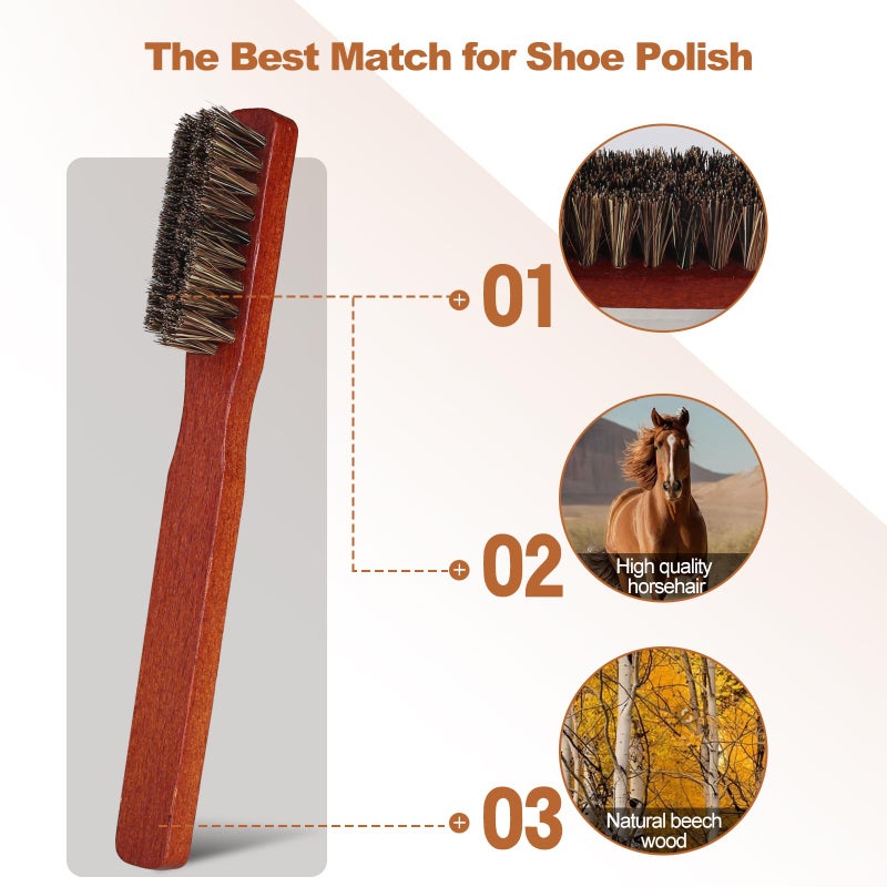 Srefaka Shoe Brush Shoe Polish Brush Horse Hair Brush for Leather Horsehair Shoe Brush Professional Shoe Polish Applicator - Image 4
