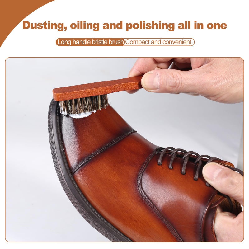 Srefaka Shoe Brush Shoe Polish Brush Horse Hair Brush for Leather Horsehair Shoe Brush Professional Shoe Polish Applicator - Image 3