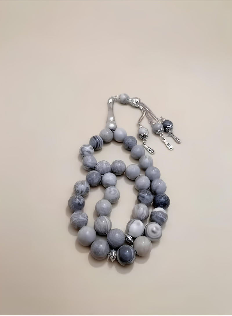 عام 33 سبحة من حجر اليشم الطبيعي/10 ملم - Image 2