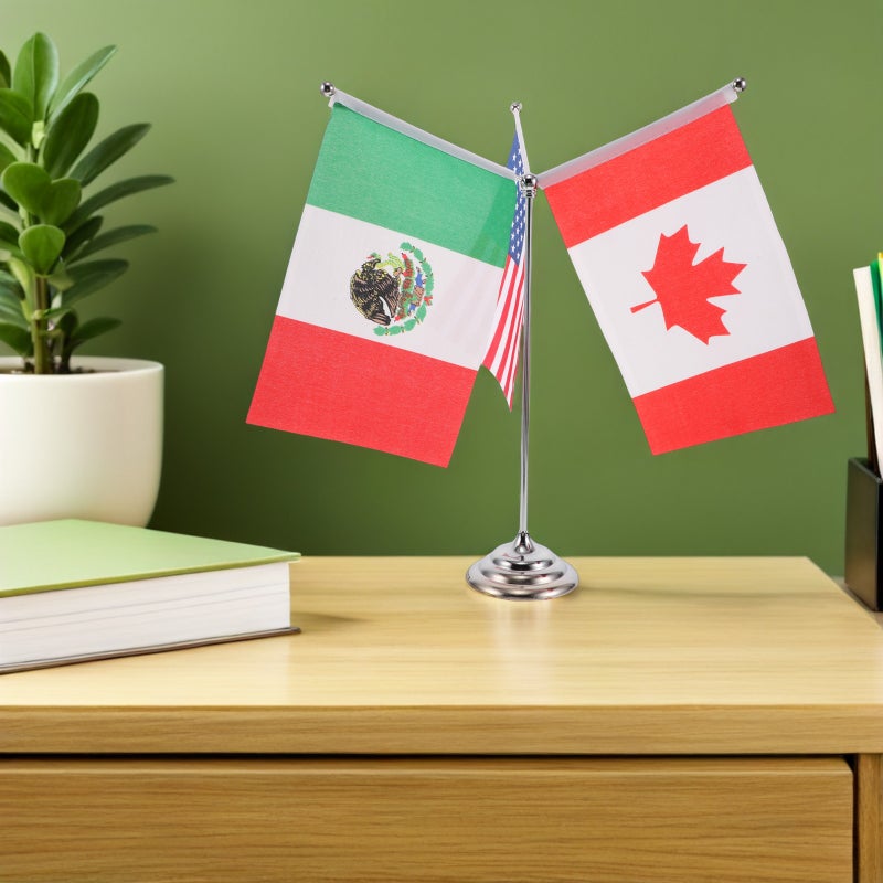 1 Set Usa American & Canada Canadian Ca Desk Flags - Table Flag With Pole For Office Desk Centerpiece Country Sports Team - Image 4