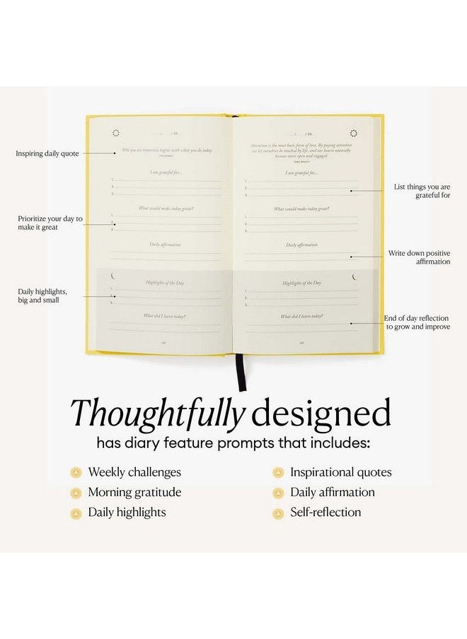 Intelligent Change The Five Minute Journal Original Daily Gratitude Journal 2023 Manifestation Journal For Mindfulness Undated Daily Journal With Gold Foiling Plasticfree Yellow Intelligent Change  - Image 4
