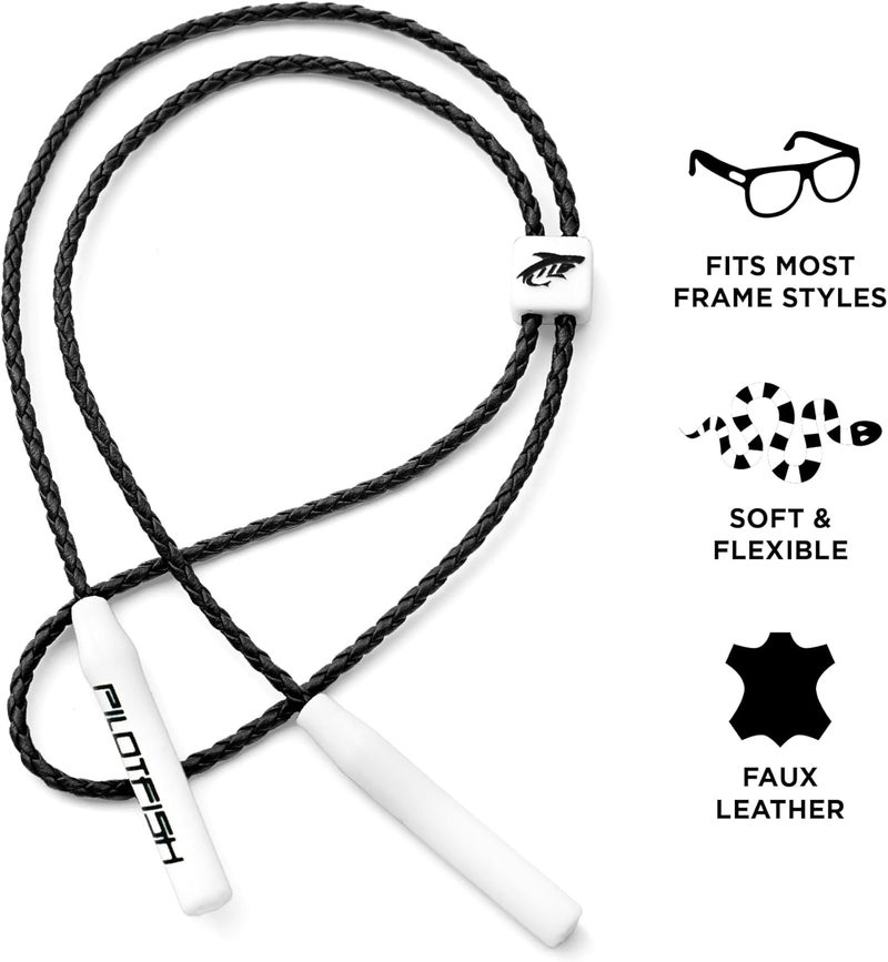 Pilotfish Leather Sunglasses Strap - Glasses Retainer Cord for Men or Women, Secure Chain Eyeglass or Sunglass Holder - Image 2