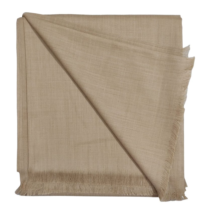 Arvore - Kashmiri Semi Pashmina Pure Wool Plain Men's Shawl, Warm and soft, (Size: 100 inch x 50 inch) (Brown) - Image 4