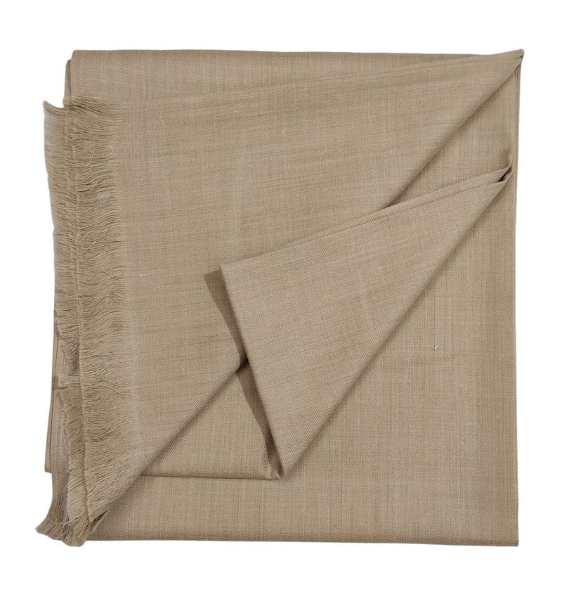 Arvore - Kashmiri Semi Pashmina Pure Wool Plain Men's Shawl, Warm and soft, (Size: 100 inch x 50 inch) (Brown) - Image 2