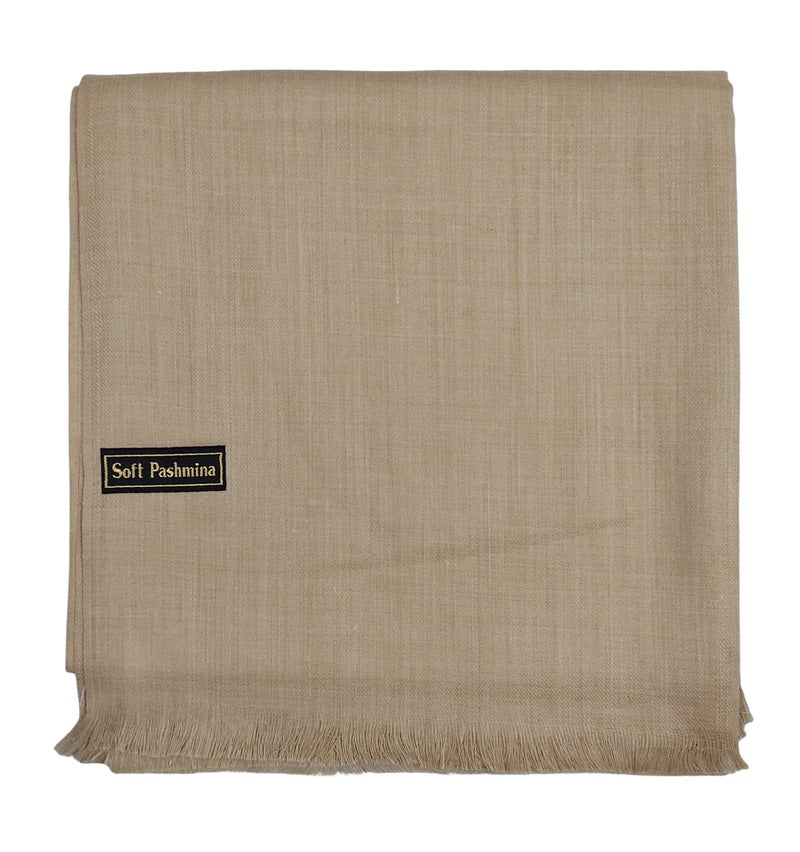 Arvore - Kashmiri Semi Pashmina Pure Wool Plain Men's Shawl, Warm and soft, (Size: 100 inch x 50 inch) (Brown) - Image 3