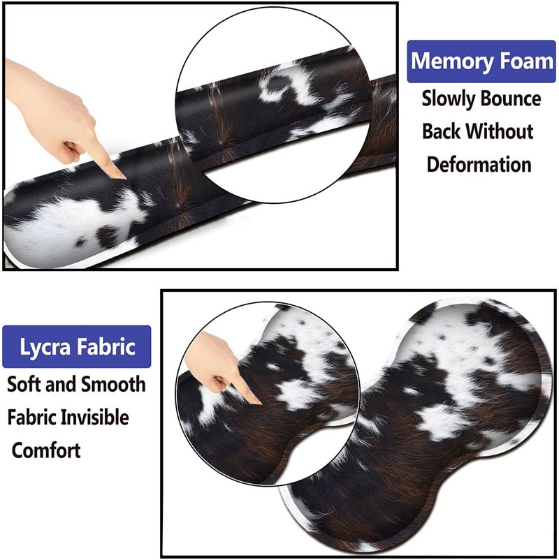 JVGFYNKL Keyboard Wrist Rest and Mouse Wrist Rest Support Padded Memory Foam Set, Durable Non-Slip Base for Computer Laptop Office Accessories,Ergonomic Mouse Pad Cute Cowhide Brown Black Cow - Image 4