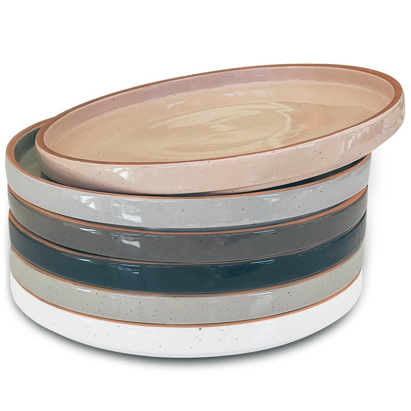 Mora Ceramic Flat Plates Set of 6-8 in - The Dessert, Salad, Appetizer, Small Lunch, etc Plate. Microwave, Oven, and Dishwasher Safe, Scratch Resistant. Kitchen Porcelain Dish - Neutrals - Image 1