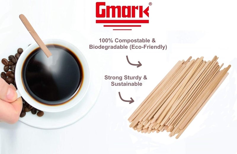 Gmark Coffee Stir Sticks 7.5" 1000pc Round End, Eco Friendly Coffee Stirrers Wood for Hot Drinks - Natural Birch Wood GM1117 - Image 4