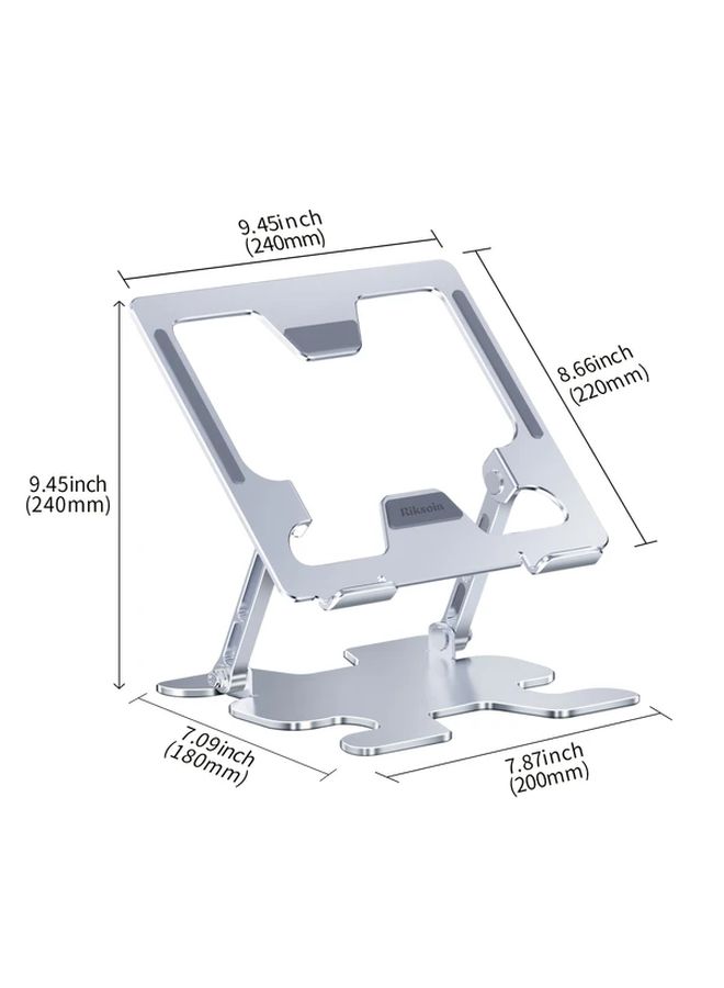 Adjustable Silver Laptop Stand Portable Folding Metal Ergonomic Cooling Desk Holder - Image 2