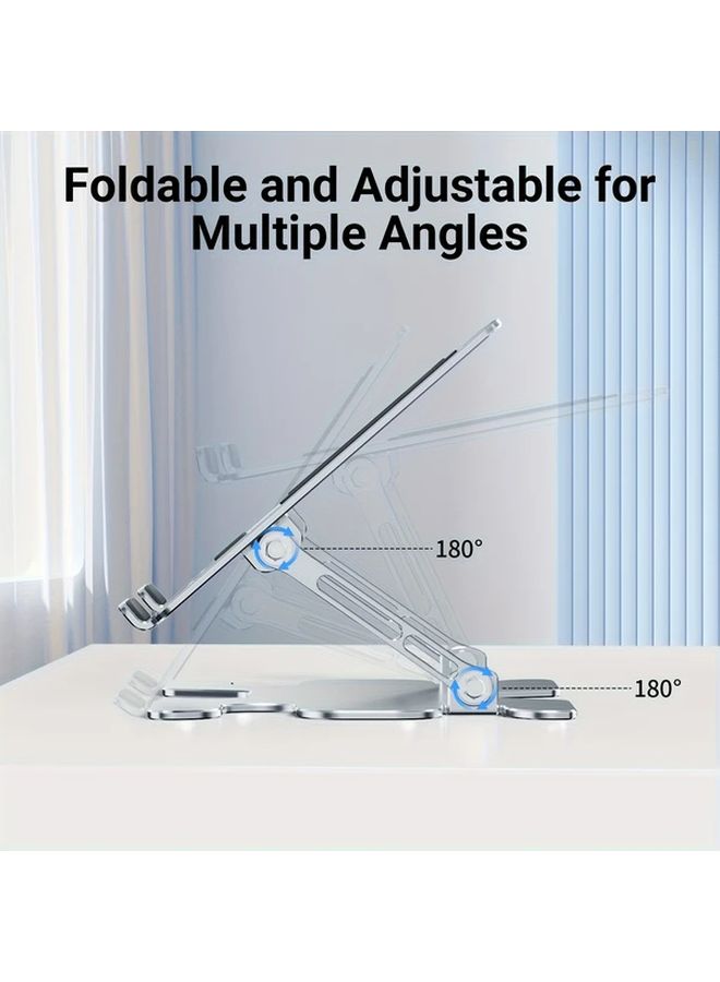 Adjustable Silver Laptop Stand Portable Folding Metal Ergonomic Cooling Desk Holder - Image 4