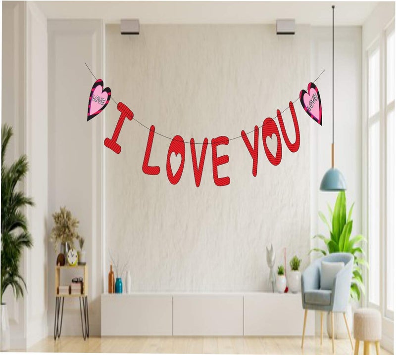 HK balloons Happy Birthday Banner Decoration For Boys Girls Boyfriend Girlfriend I Love YouRed - Image 1