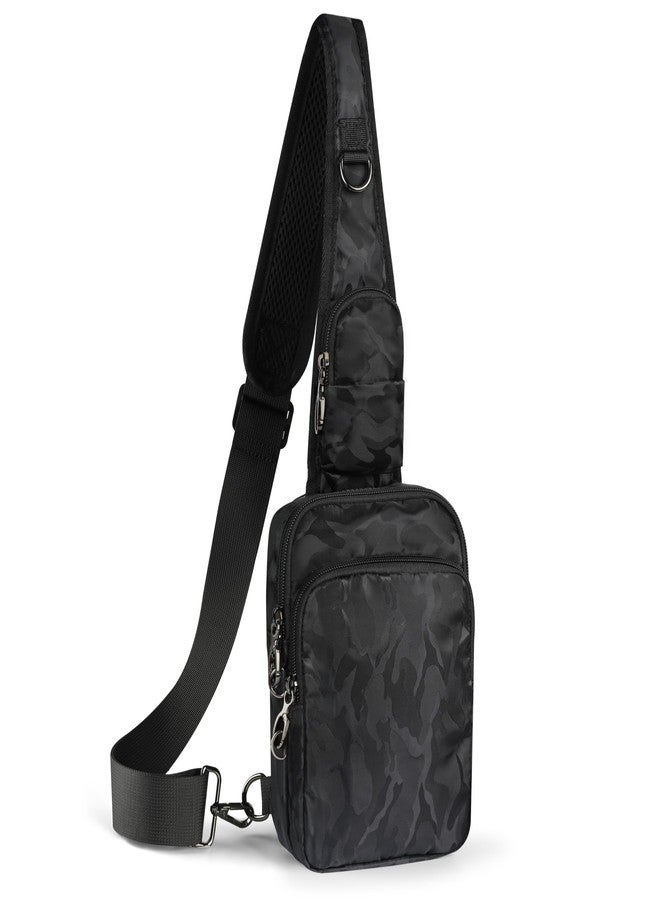 VADOO Sling Bag, Crossbody Bag with Zipper Lock, RFID Blocking & Water Resistant for Men and Women (Camouflage Black) - Image 1