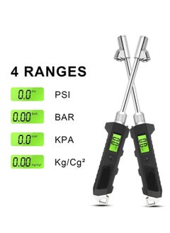 SYOSI Digital Tire Pressure Gauge 230 PSI Heavy Duty Dual Head for Truck and RV with Backlit LCD and Flashlight with Keyring Tyre Air Inflator Gauge With Flexible Hose for Cars Motorbike  - Image 2