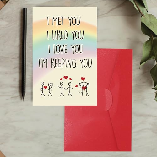Cheerin Anniversary Day Cards for Him and Her - Romantic Greeting Card with Envelope - Sweet Birthday Card for Husband Wife Girlfriend Boyfriend - Image 4