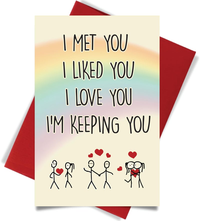 Cheerin Anniversary Day Cards for Him and Her - Romantic Greeting Card with Envelope - Sweet Birthday Card for Husband Wife Girlfriend Boyfriend - Image 1